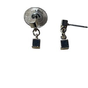 New Dainty Silver Square Dangle Earrings For Pierced Ears